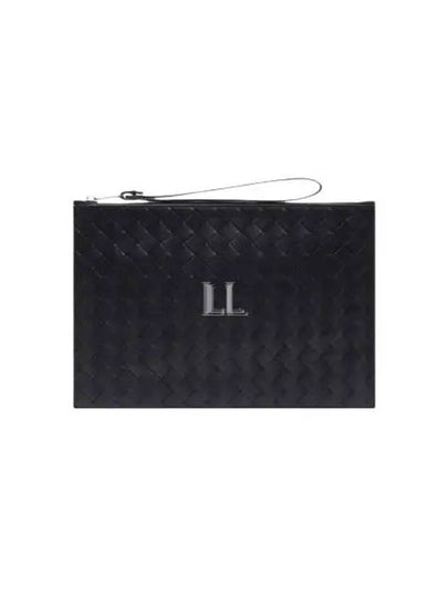 Intrecciato Strap Large Clutch Bag Black - BOTTEGA VENETA - BALAAN 2