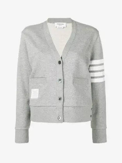 4-Bar Loopback Jersey Cardigan Light Grey - THOM BROWNE - BALAAN 2