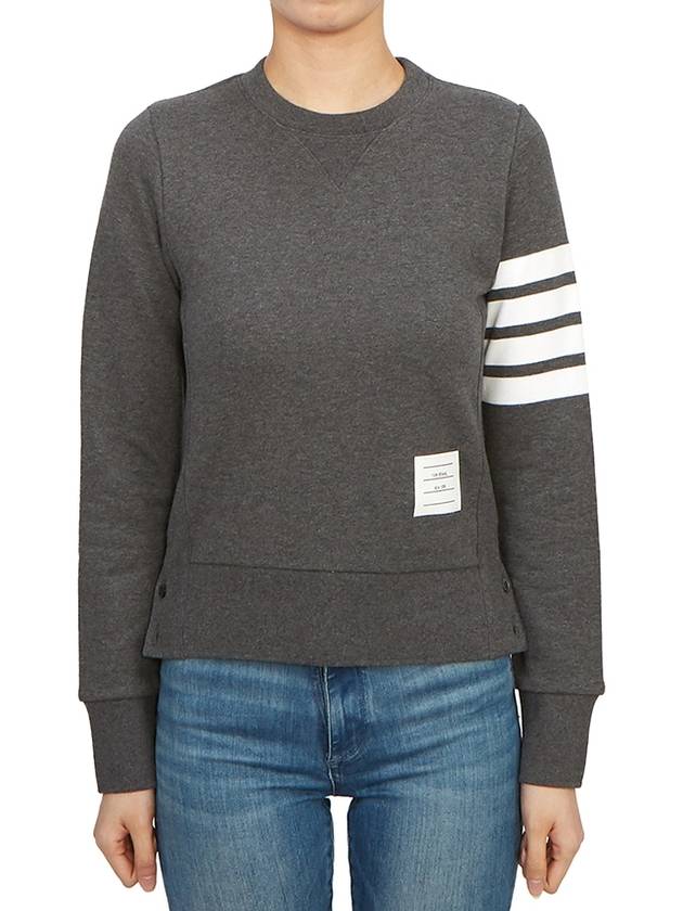 Engineered 4 Bar Stripe Loopback Jersey Knit Crewneck Sweatshirt Dark Grey - THOM BROWNE - BALAAN 2