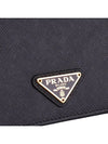 Gold Hardware Triangle Logo Saffiano Half Wallet Black - PRADA - BALAAN 3