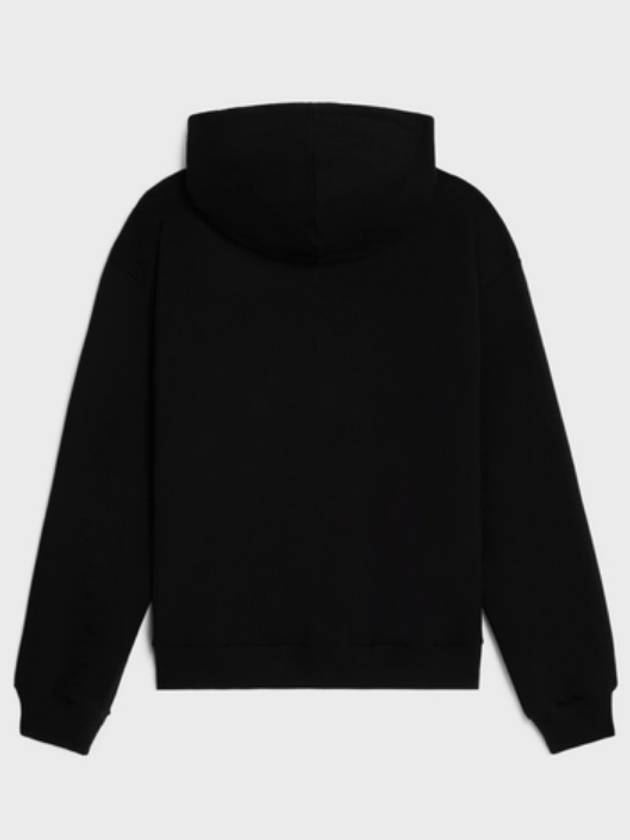 Loose Cotton Fleece Hoodie Black - CELINE - BALAAN 4