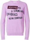 Jamie Reid Slogan Printed Wool Knit Top Purple - VALENTINO - BALAAN 1