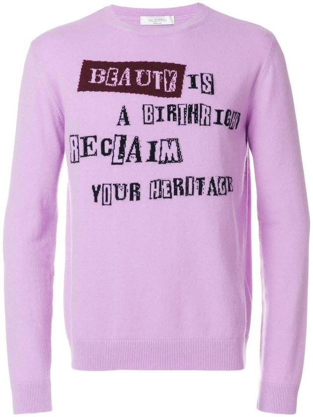 Jamie Reid Slogan Printed Wool Knit Top Purple - VALENTINO - BALAAN 1