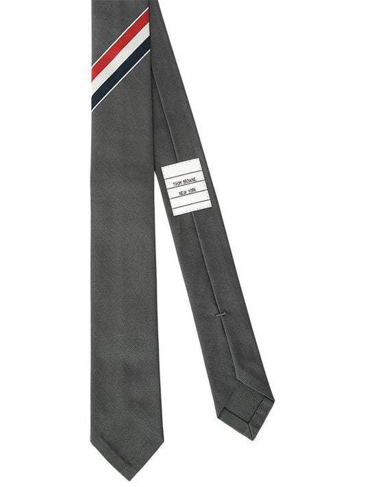 Grosgrain Stripe Classic Tie Grey - THOM BROWNE - BALAAN 1