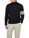 4 Bar Relaxed Fit Fine Merino Wool Turtle Neck Black - THOM BROWNE - BALAAN 5