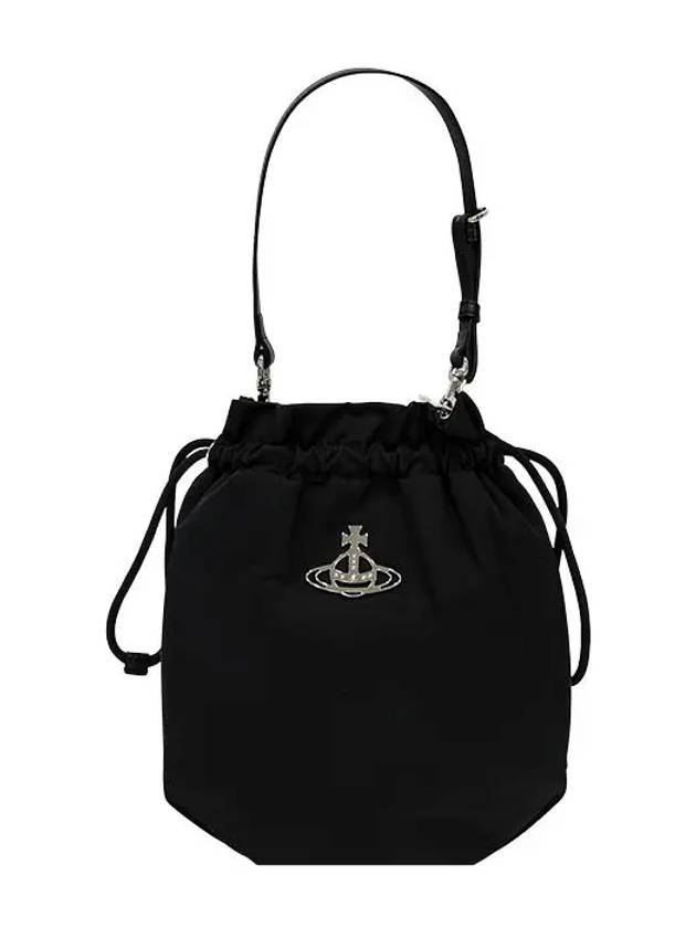 Logo Plaque Drawstring Bucket Bag Black - VIVIENNE WESTWOOD - BALAAN 2