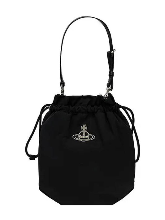 Logo Plaque Drawstring Bucket Bag Black - VIVIENNE WESTWOOD - BALAAN 2