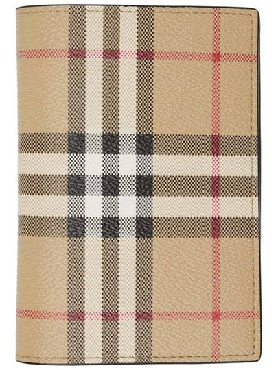 Checked Leather Passport Wallet Beige - BURBERRY - BALAAN 2