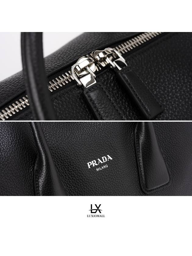 Logo Leather Travel Duffel Bag Black - PRADA - BALAAN 5