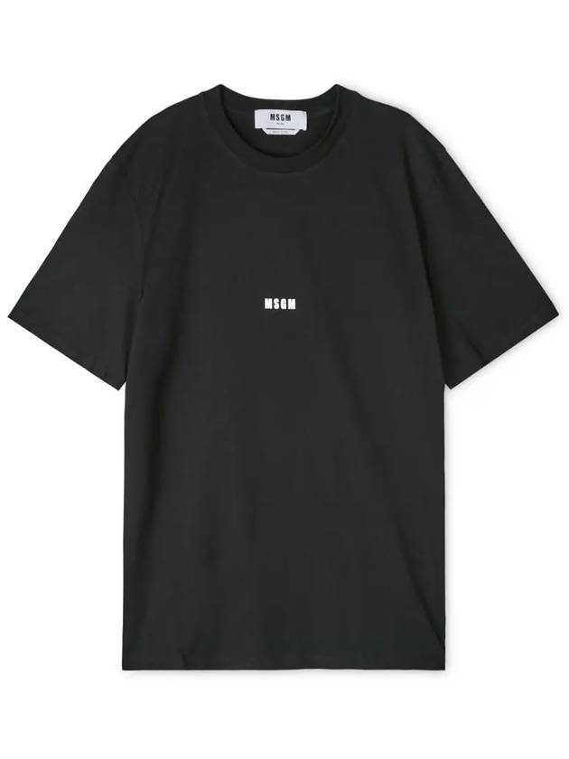 Micro Logo Print Short Sleeve T-Shirt Black - MSGM - BALAAN 1