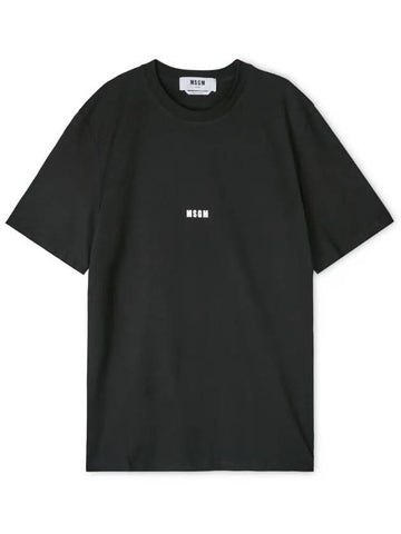 Micro Logo Print Short Sleeve T-Shirt Black - MSGM - BALAAN 1