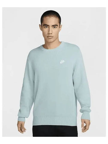 Club Men s Crew Neck Sweater Glacier Blue White FQ2913 474 726780 - NIKE - BALAAN 1