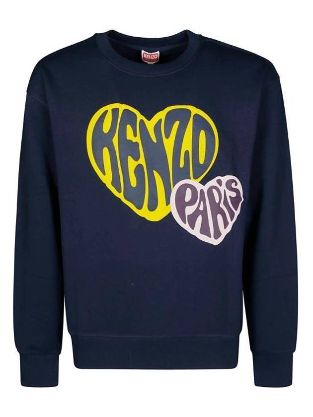 Heart Classic Cut Sweatshirt Midnight Blue - KENZO - BALAAN 1