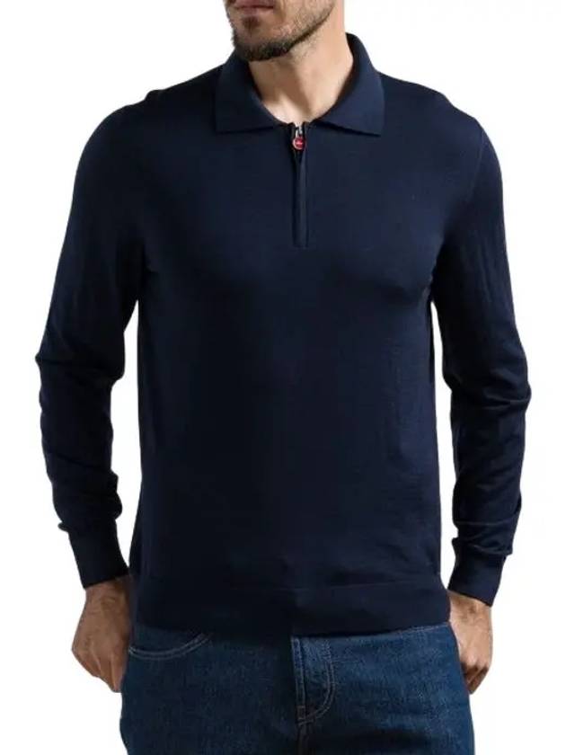 Half Zip Wool Knit Top Navy - KITON - BALAAN 4