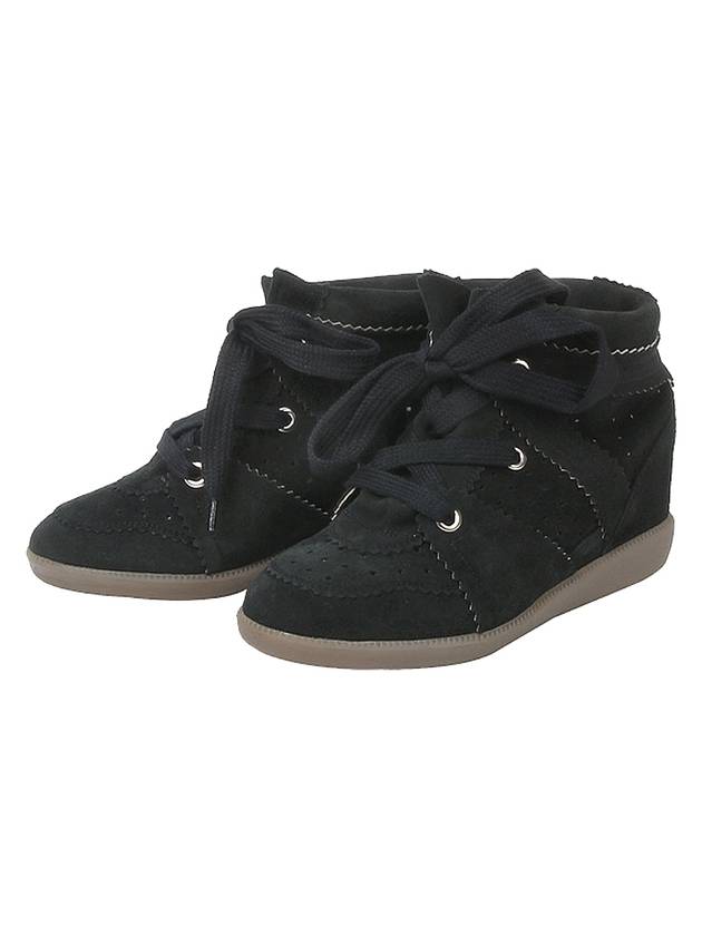 Bobby Wedge Suede High Top Sneakers Black - ISABEL MARANT - BALAAN 2