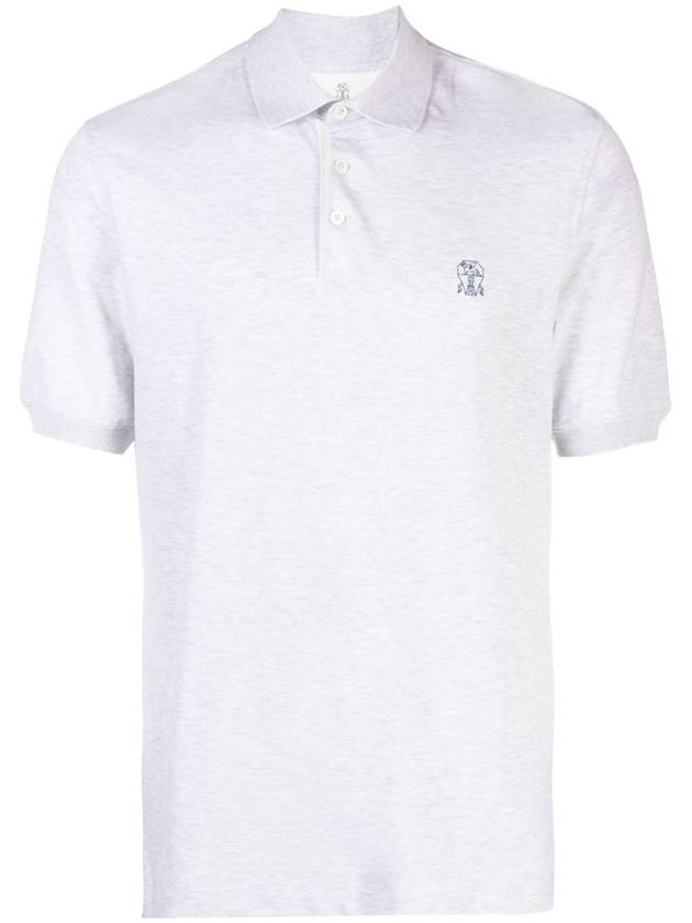 Logo Cotton Polo Shirt Grey - BRUNELLO CUCINELLI - BALAAN 3