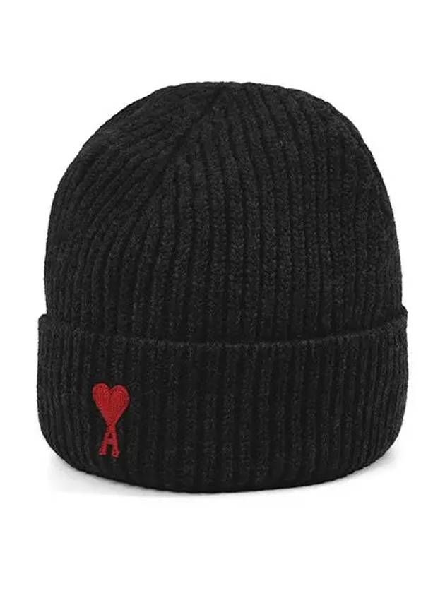 Heart Logo Wool Beanie Black - AMI - BALAAN 6