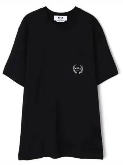 Pocket Logo Print Cotton Short Sleeve T-Shirt Black - MSGM - BALAAN 2