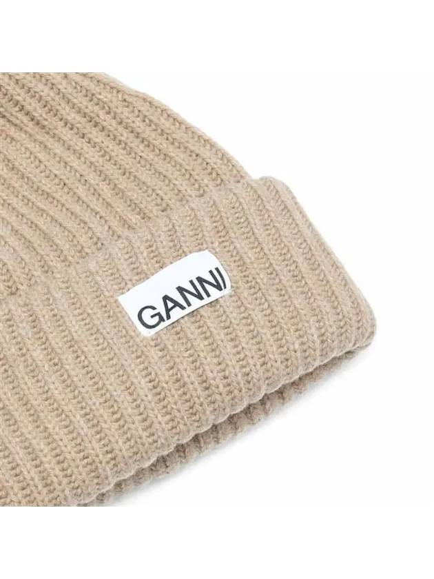 Logo Recycled Wool Beanie Starfish - GANNI - 4