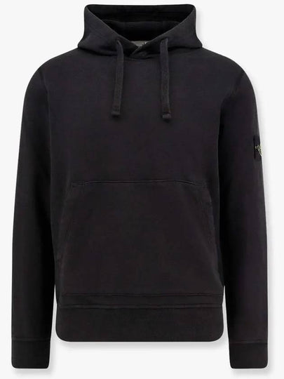 Organic Cotton Fleece Hood Black - STONE ISLAND - BALAAN 2