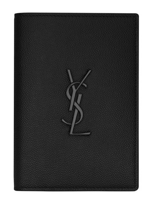 Cassandre Leather Grande Poudre Card Wallet Black - SAINT LAURENT - BALAAN.