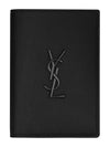 Cassandre Leather Grande Poudre Card Wallet Black - SAINT LAURENT - BALAAN 1