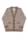 All Over FF Pattern Cardigan Brown - FENDI - BALAAN 3