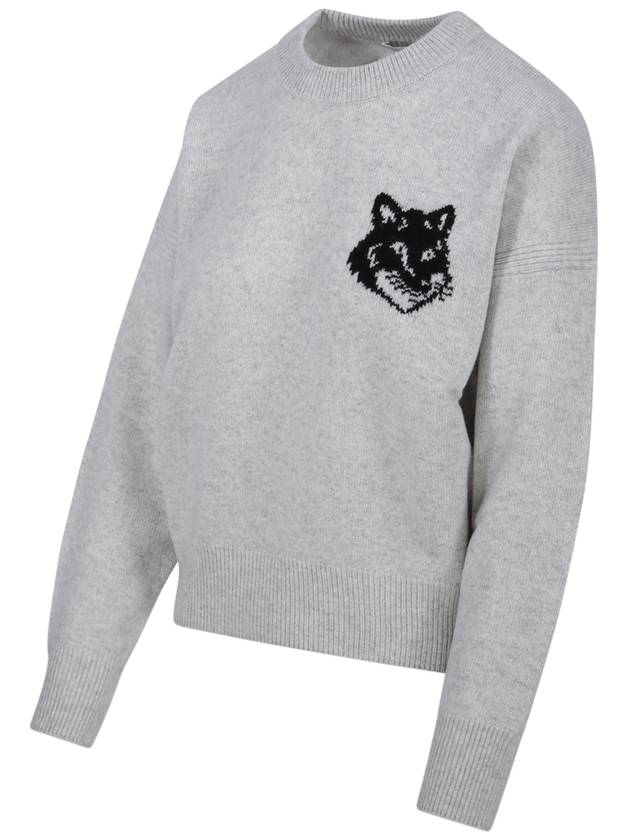 Fox Head Intarsia Comfort Knit Top Light Grey - MAISON KITSUNE - BALAAN 3