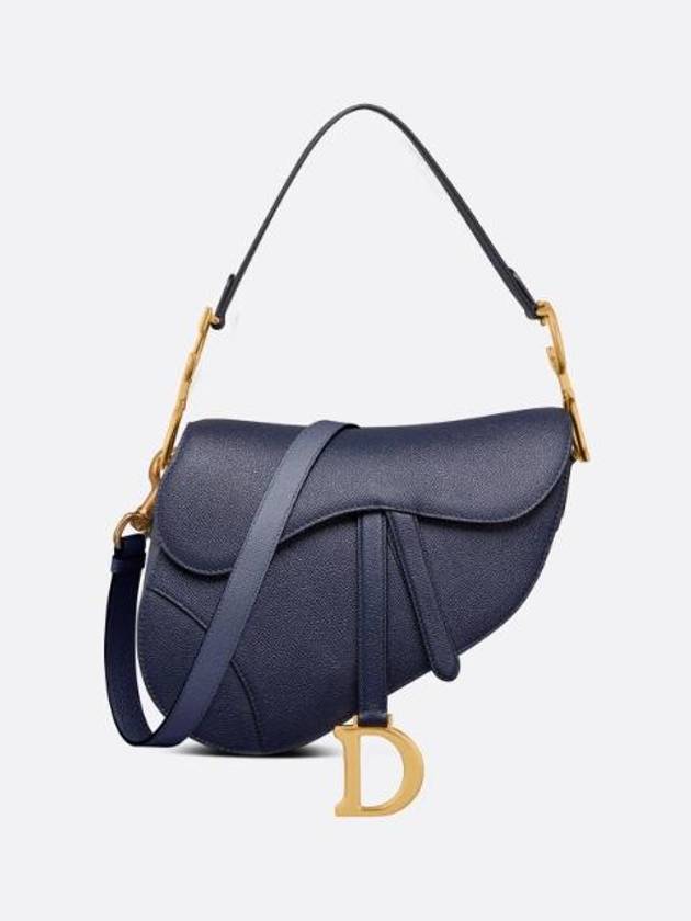 Saddle Grained Calfskin Shoulder Bag Navy - DIOR - BALAAN 1