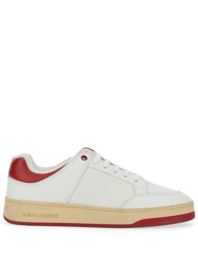 Logo Calf Leather Low Top Sneakers White - SAINT LAURENT - BALAAN 3