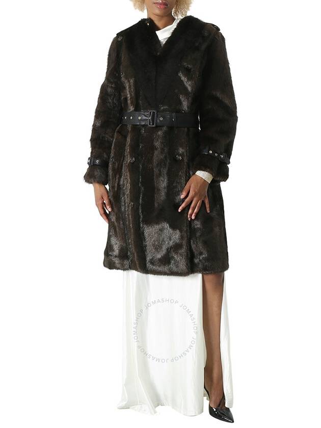 Burberry Ladies Brown Double-Breasted Fur Coat, Brand Size 6 (US Size 4) - BURBERRY - BALAAN 1