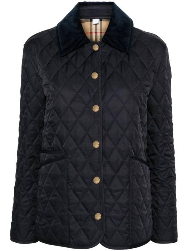 Corduroy Collar Quilted Jacket Navy - BURBERRY - BALAAN 1