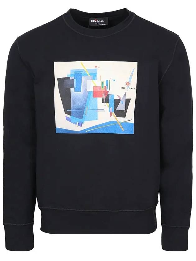 Logo Print Cotton Sweatshirt Black - KITON - BALAAN 3