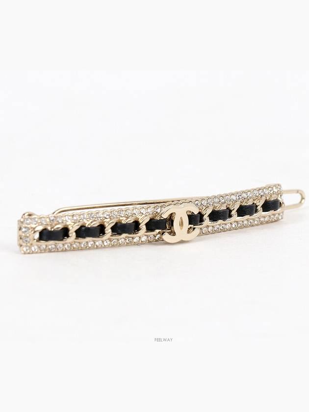 Crystal chain trim CC hairpin black champagne gold 73666 - CHANEL - BALAAN 2