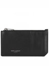 Lizard Pattern Embossed Fragment Zipper Card Wallet Black - SAINT LAURENT - BALAAN 2