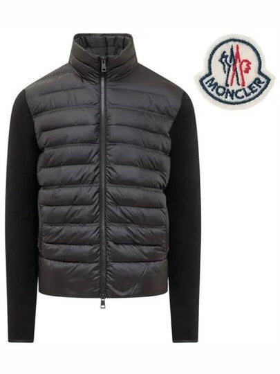 Tricot Knit Wool Padded Cardigan Black - MONCLER - BALAAN 2