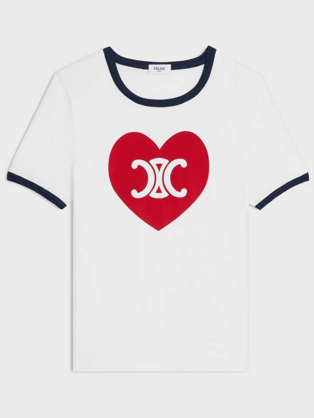 Heart Jersey Short Sleeve T-Shirt Off White - CELINE - BALAAN 2