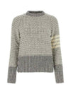 Tuck Stitch Raglan Sleeve Crew Neck Knit Top Grey - THOM BROWNE - BALAAN 1