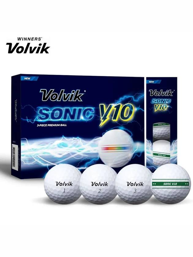 Golf Ball Sonic V10 Soft Track 3 Piece Green 1 Dozen 12 Balls - VOLVIK - BALAAN 1