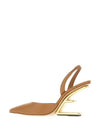 Women's First F Shape Metal Slingback Heels Brown - FENDI - BALAAN 4