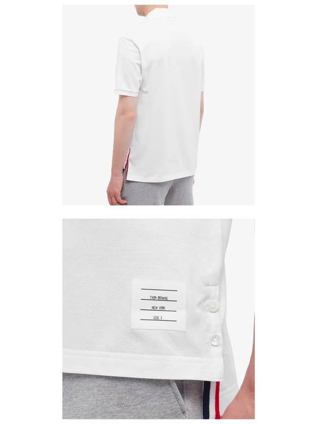 Men's Three Stripes Pocket Mercerized Short Sleeve Polo Shirt White - THOM BROWNE - BALAAN 6