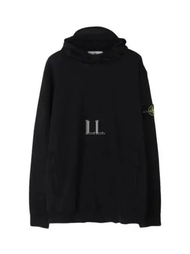 Garment Dyed Cotton Fleece Badge Hoodie Black - STONE ISLAND - BALAAN 2