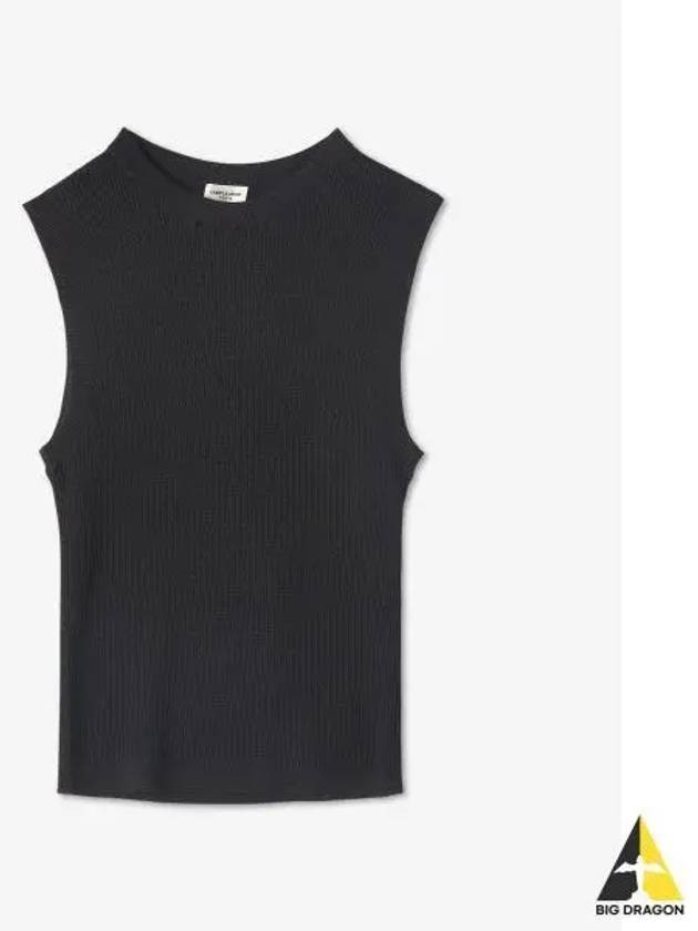 Rib Knit Sleeveless Black - SAINT LAURENT - BALAAN 2