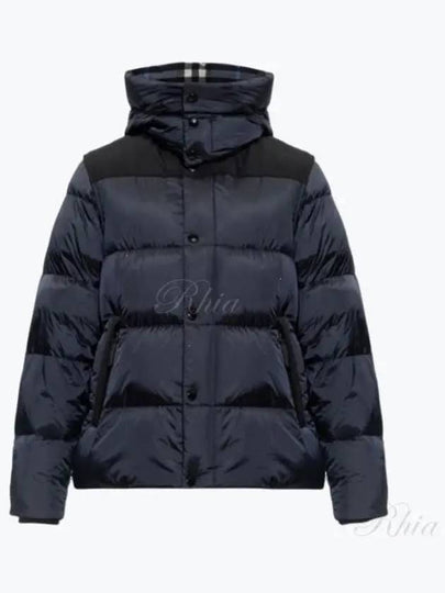 Detachable Sleeve Hooded Short Padding Navy - BURBERRY - BALAAN 2