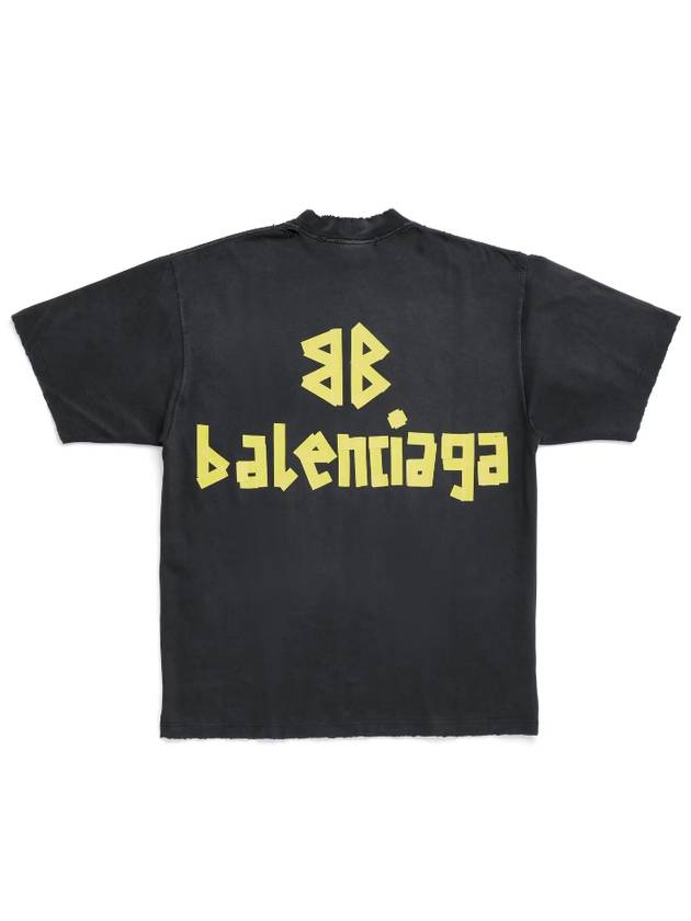 Tape Type Logo Medium Fit Short Sleeve T-Shirt Black - BALENCIAGA - BALAAN 3