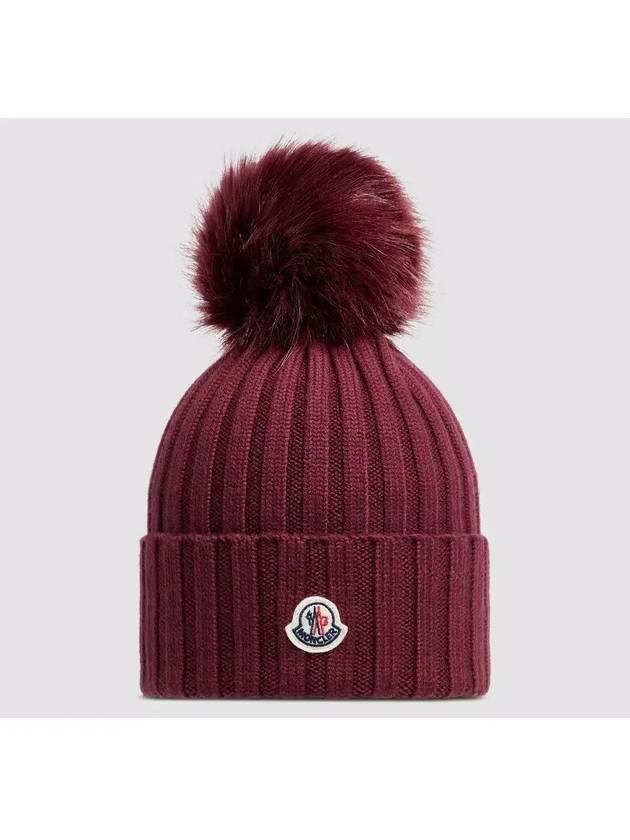 3B00027 M1131 457 Bordeaux pom wool beanie - MONCLER - BALAAN 1