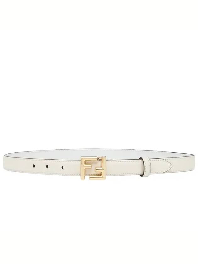 Gold-Plated FF Buckle Leather Belt White - FENDI - BALAAN.