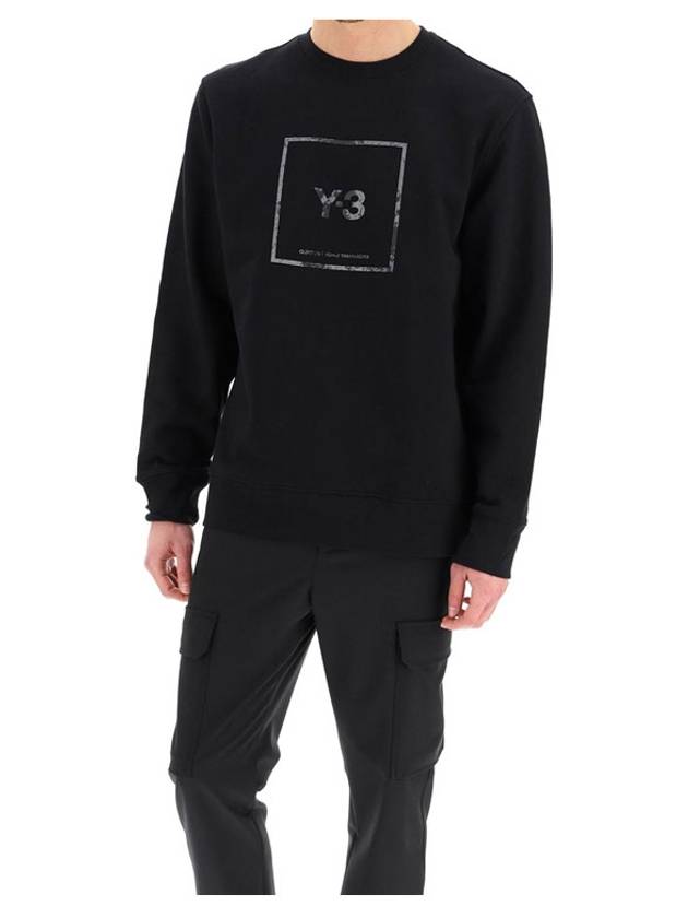 Reflative Square Logo Crew Neck Sweatshirt Black - Y-3 - BALAAN 7