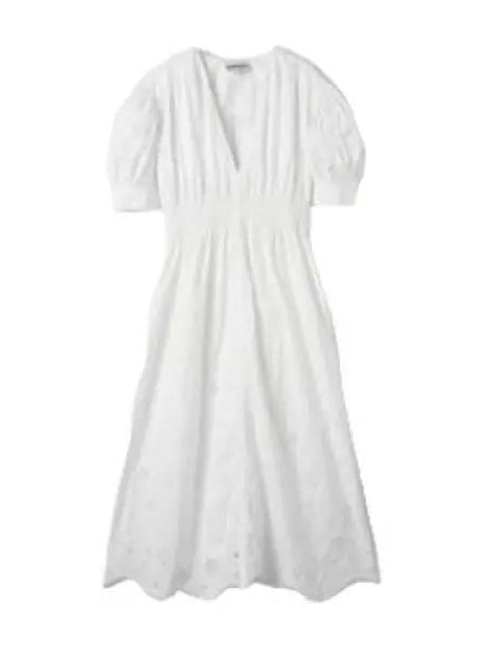 Embroidered anglaise balloon dress white - GANNI - BALAAN 1