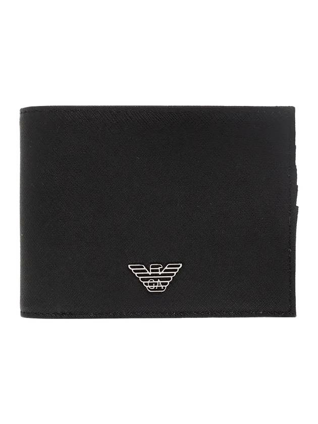 Logo Detail Leather Half Wallet Black - EMPORIO ARMANI - BALAAN 1